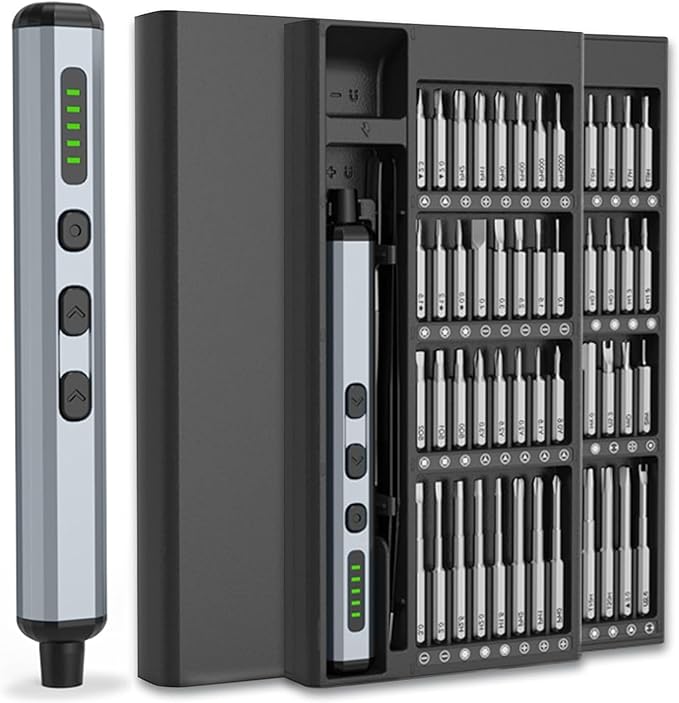 Electric Screwdriver, Power Screwdriver Set 68 in 1 Mini Cordless Rechargeable, 5 Torque Settings 3 LED Lights Precision Screwdriver for PC Accessories Phone Camera Laptop Gifts for Men