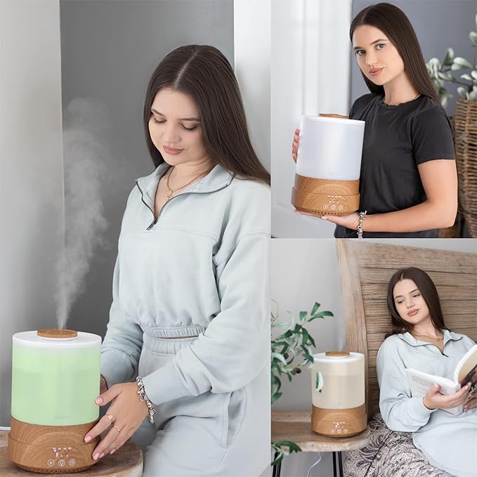 BlueHills Premium Set of Two Large 2500 ML and 4000 ML XL Essential Oil Diffusers Humidifier Combo for Large Room Home with Décor LED Lights Great Gift – Value Pack of Wood Grain.