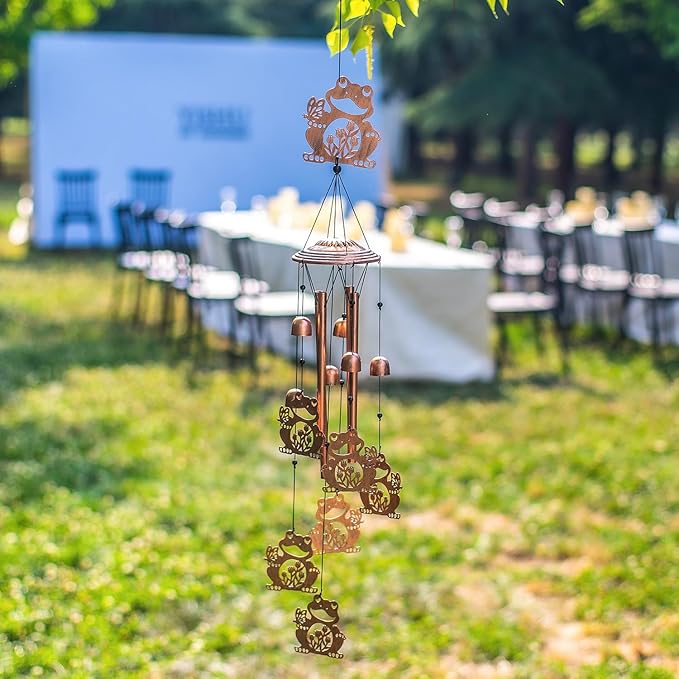 Frog Wind Chimes Outdoor Frog Gifts for Women/Men/Mom/Wife/Grandma Birthday Gifts Memorial Gift Metal WindChimes for Outside/Indoors, Lawn, Patio, Home, Porch, Yard Decor, Garden Decorations
