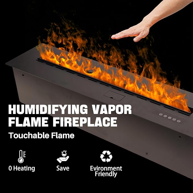3D Water Vapor Fireplace Smart APP Electric Flame Decoration Steam Fireplace Humidifier for Office, Home, Hotel,Restaurant(Color,47.2")