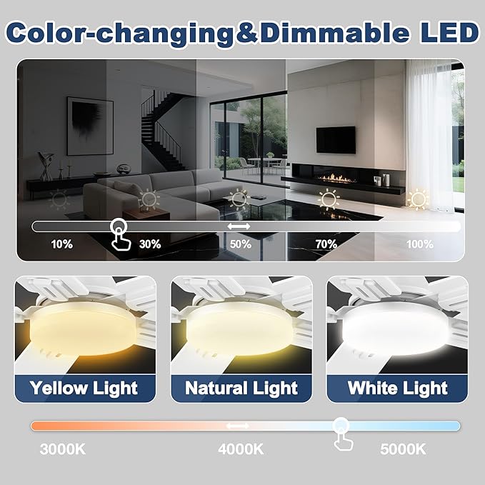 cumilo 52 inch Smart Low Profile Ceiling Fan with Lights Remote,Quite DC Motor,WIFI Voice Control via Alexa,Flush Mount Outdoor Indoor for Bedroom Living Room Patio Porch,5 Blades in White&Light Wood