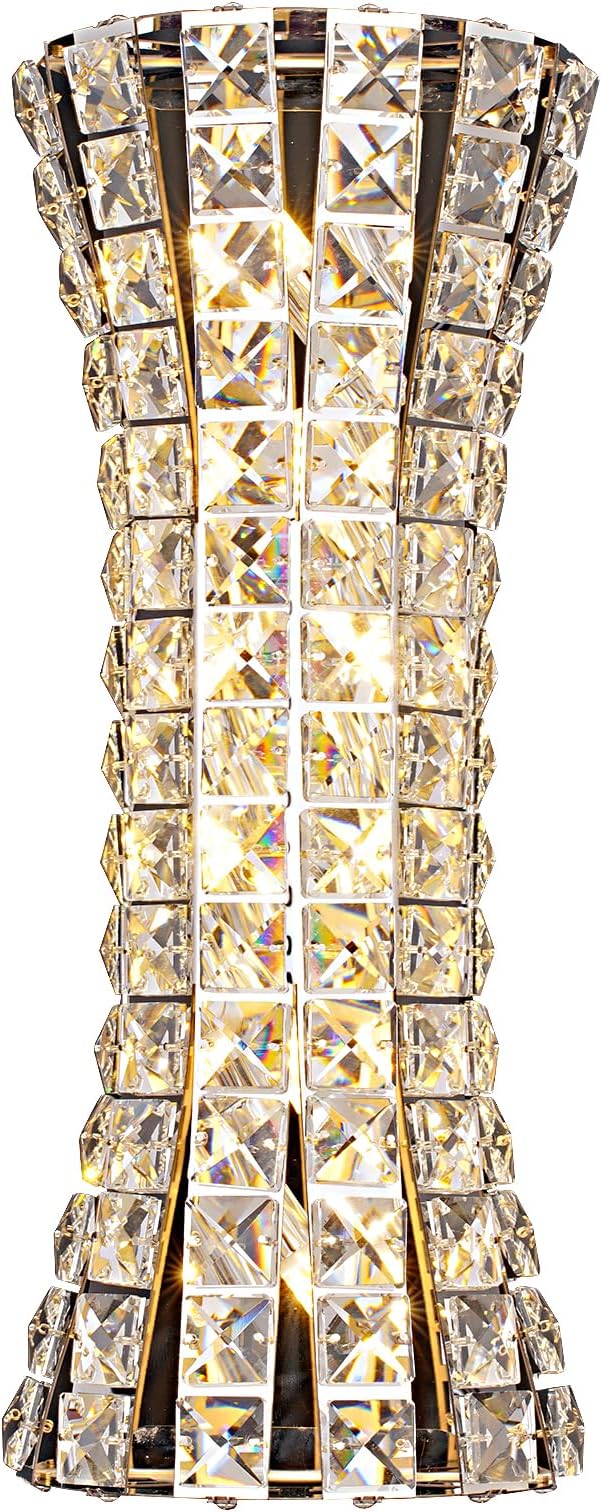 Crystal Wall Sconces,Modern Wall Light Fixtures,Luxury Indoor Chrome Wall Lamp for Living Room Bedroom Bathroom Hallway Doorway Stairway,Bedside,Tricolor Vanity Lighting Fixture