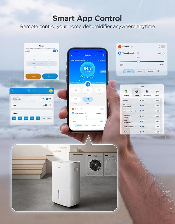 GoveeLife Dehumidifier for Home 4, 500 Sq. Ft. 50 to 137 Pint