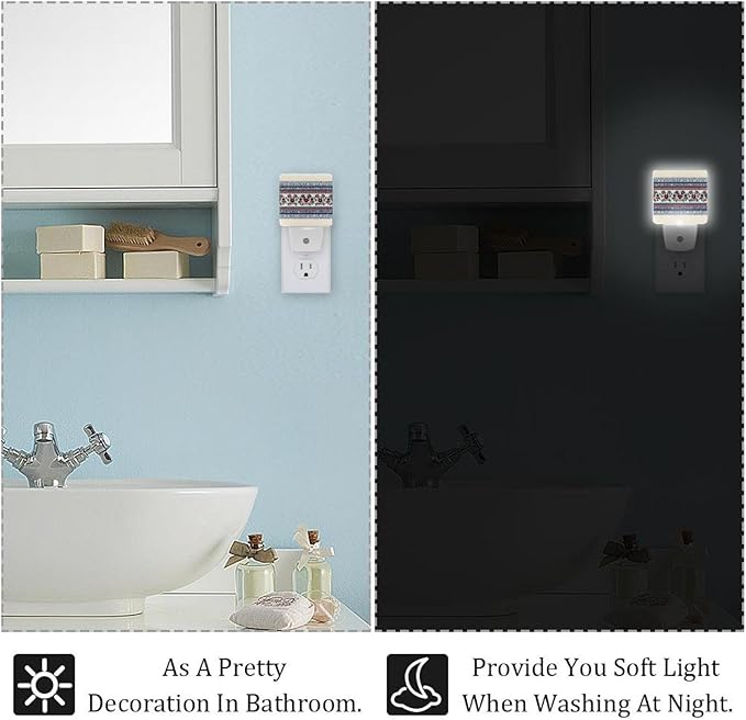 2 Pack Traditional (1) LED Night Light, Plug-in, Dusk-to-Dawn, Home Décor, Ideal for Bedroom, Bathroom, Nursery, Kitchen, Basement for Kids