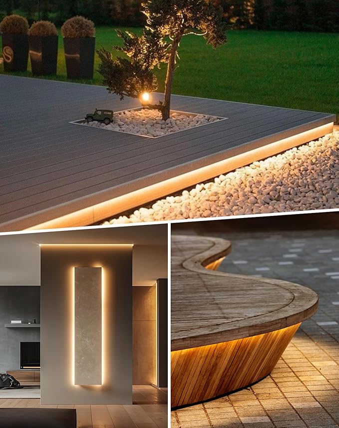 Shine Decor 82FT/25M LED Neon Rope Lights, Warm White AC 110V-120V Neon Strip Lights, 8x16mm Cuttable Waterproof SMD2835 120LEDs/M Indoor Outdoor Light Strips, DIY Ambiance Lighting Decoration