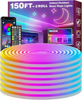 150Ft Led Rope Lights, Flexible Neon Lights Control with App/Remote, Multiple Modes, IP65 Outdoor RGB Waterproof, Music Sync Gaming Light Strip for Bedroom Decor