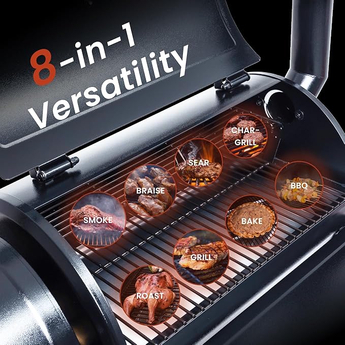 Z GRILLS ZPG-450A Wood Pellet Grill & Smoker with PID V2.1 Controller, 459 Sq in Cook Area, Meat Probe, Foldable Shelf, 8 in 1 BBQ Grill Outdoor Auto Temperature Control, Black