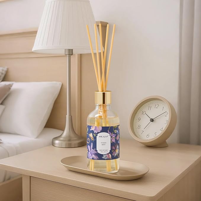 Airkeep Reed Diffuser Oil Set with Reed Sticks, Ocean Mist Aromatherapy Oil Scent Diffuser for Home Office Bathroom Decoration Perfume and Gifts 3.38 oz/100ml