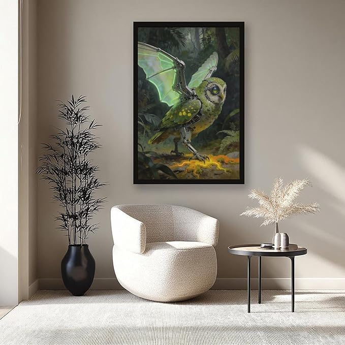 Framed Cyber Fantasy Wall Art for Living Room And Home Office Modern Sci Fi Nature Inspired Decor 08x12in