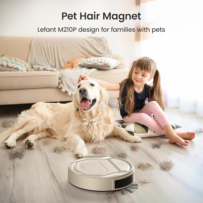 Lefant Robot Vacuum, Slim Quiet, 3 Adjustable Strong Suction Levels, Robot Vacuum Cleaner Ideal for Pet Hair Hard Floor and Daily Cleaning, WiFi/App/Alexa/iWatch Control, M210 Pro