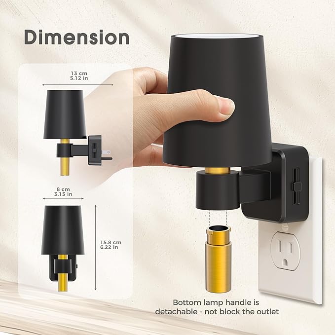 Briignite Night Light, Dimmable Night Lights Plug into Wall, Dusk to Dawn Sensor, Daylight White 5000K, 0-100LM, Plug in NightLight, Vintage Night Light Compact for Hallway Bedroom Stairway