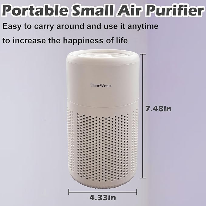 Small Portable Air Purifier for Home/Office/Kitchen/Car/Pet Bedroom, Mini Portable HEPA Air Purifiers for Small Space