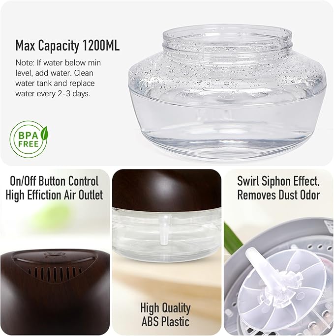 Purifier Air Washer, Air Fresher Aroma Diffuser for Home, Office, Air Purifier with Night Light (Brown)