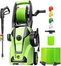 Pressure Washer Adjustable 5000PSI 4.0 GPM Power Washers Powered with 33ft Hose Reel, 4 Nozzle and Foam Cannon, Powerwashers Cleaner Machine for Home, Cars, Patio, Green