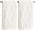 Artoid Mode 2 Pcs White 3D Diamond Grid Jacquard Hand Towels