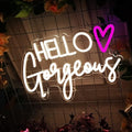 Hello Gorgeous Neon Sign Reusable Warm White USB LED Neon Lights for Home Wedding Birthday Backdrop Bacelorette Party Decor Room with Dimmable Switch(5V,16.5X10.6inches)