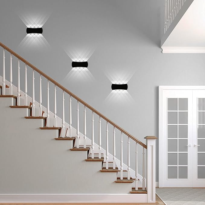 Kawell 8W Modern Wall Sconces LED Wall Light Up Down Indoor Outdoor Aluminum Wall Lamp LED Waterproof IP65 for Bedroom Living Room Bathroom Stairs Hallway Corridor Porch, Black 6000K