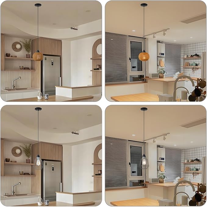 Black Pendant Light Fixtures Kit, Mini Single Kitchen Island Lights, DIY Make Modern & Farmhouse & Industrial Pendant Lights for Yourself, Adjustable Height （Shade and Bulb Not Included）