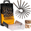 25Pcs Brad Point Drill Bit Set, Titanium Coated HSS Full Ground Wood Drill Bits 1-13mm (0.5mm Step) for Hardwood & Softwood, with Storage Case