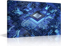 Computer Chip Wall Art Canvas AI Pictures CPU Concept Wall Painting for Bedroom Wall Art for Living Room Contemporary Modern Home Decor Office Posters Framed Wall Art - 24x16in