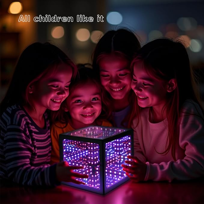 Infinity Mirror Hyper Cube Table Lamp, Desk Art Night Light, Color-Changing Music-Sync APP-Controlled Ambient Light for Gaming, Party, Home, Gift (6 Inches)