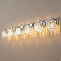 Modern Bathroom Vanity Light 6-Lights Chrome Crystal Wall Lamp Bathroom Modern Crystal Vanity Lighting