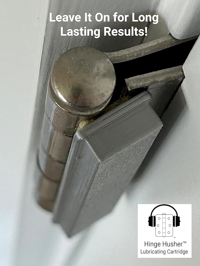 The First-of-Its-Kind Lubricant Cartridge for Squeaky Door Hinges. Mess-Free, Odorless, Sprayless & Prelubricated. Hinge Husher™ Lubricant Cartridges (3 Pack - Gold)