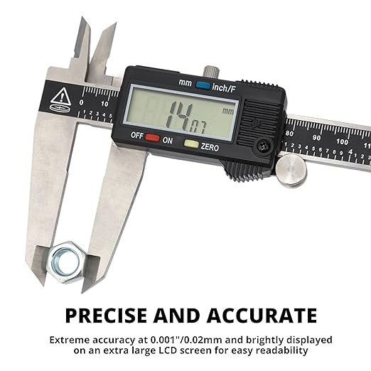 NEIKO 01409A 12” Electronic Digital Caliper | Extra Large Display | 0-12 Inches | Inch/Fractions/Millimeter Conversion | Polished Stainless Steel