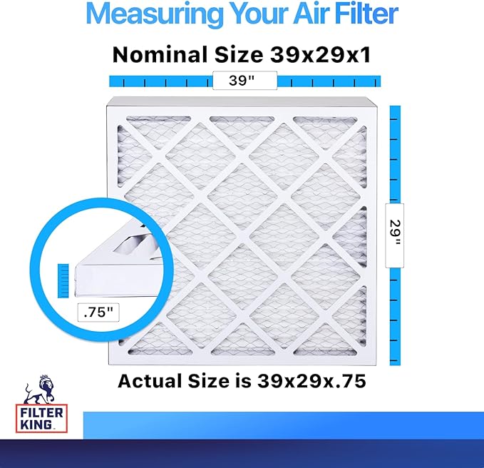 Filter King 39x29x1 Air Filter | 4-PACK | MERV 8 HVAC Pleated A/C Furnace Filters | MADE IN USA | Actual Size: 39 x 29 x .75"