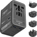 Universal Travel Adapter, 75W GaN International Power Adapter with 3 USB C and 1 USB A, All in One Travel Plug Adapter, Worldwide Outlet Wall Charger Converter for EU US UK AU 200+ Countries.