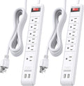 [ETL Listed] Cable Matters 2-Pack 6-Outlet Surge Protector Power Strip with USB Ports - 12ft, Long Extension Cord, Surge Protector with USB Ports, White