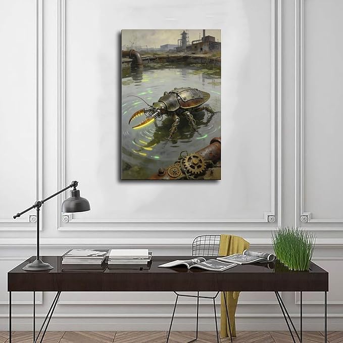 Framed Industrial Fantasy Wall Art for Living Room TV Wall Post Apocalyptic Style Home Decor 20x30inch(50x75cm)
