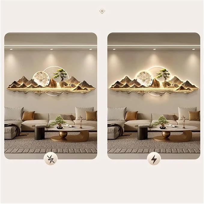 Light Luxury Clock Wall Aesthetic Creative Led Wall Watch Nordic Living Room Home Decoration(C,100x35cm)