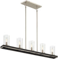 Minka Lavery 1055-691 Cole's Crossing Island Chandelier, 5-Light, 300 Total Watts, 40-in H x 7.5-in W, Coal Black with Brushed Nickel