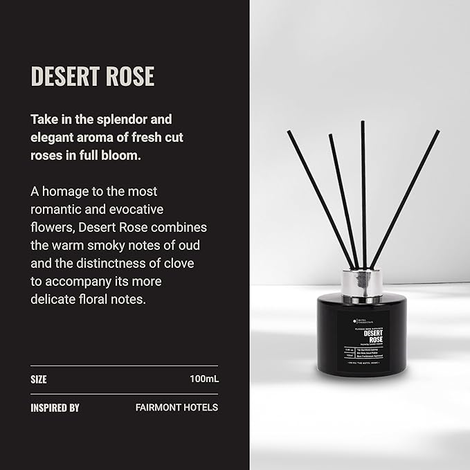 Desert Rose Reed Diffuser Set,Luxury Hotel Inspired Home Diffuser, Lasting 4 Month Longevity, 100mL