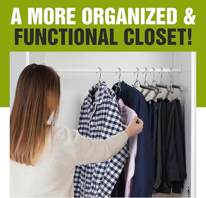 Spring Fever Foam Padded Clothes Hangers with Hooks - Sponge Non Slip Chrome Plating Heavy Duty Space Saving Open Ended for Women Men Pants Coat Green-Grey 5 Pack