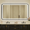 32x55 Inch LED Bathroom Mirror with Black Frame,Front and Backlit Vanity Mirror,Tempered Glass,Stepless Dimmable Wall Mirrors with Anti-Fog, 3 Colors, Memory, Waterproof, LED Smart Bathroom Mirror