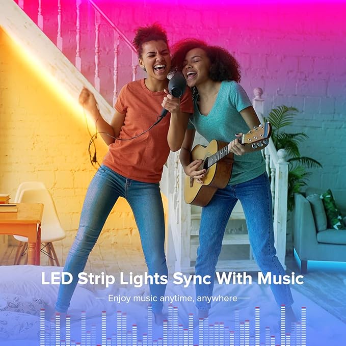 BTF-LIGHTING RGBW Bluetooth Music APP 32.8FT LED Strip Lights RGB+Warm White 3000K 4 Colors in 1 LED Color Changing Lights Strip for Bedroom, Desk, Home Decoration, with Remote and 12V Power