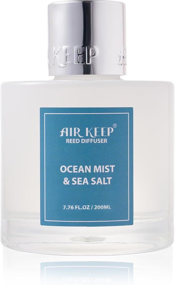 Airkeep Reed Diffuser Set/Ocean Mist&Sea Salt/6.76 fl oz(200ml)/1 Pack/Home & Office Decor Aromatherapy Diffuser Oil Gift Set