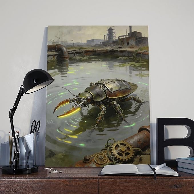Framed Industrial Fantasy Wall Art for Living Room TV Wall Post Apocalyptic Style Home Decor 24x36inch(60x90cm)