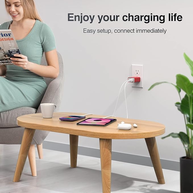 2Pieces USB C Wall Charging Block, 20W 2Port Fast USBC PD3.0 Power Adapter Type C Charger Brick Cube Plug for iPhone 13 14 15 16 17 Pro Max Mini 11 XS X 8, iPad, Samsung, Google, Tablet, Android, Red