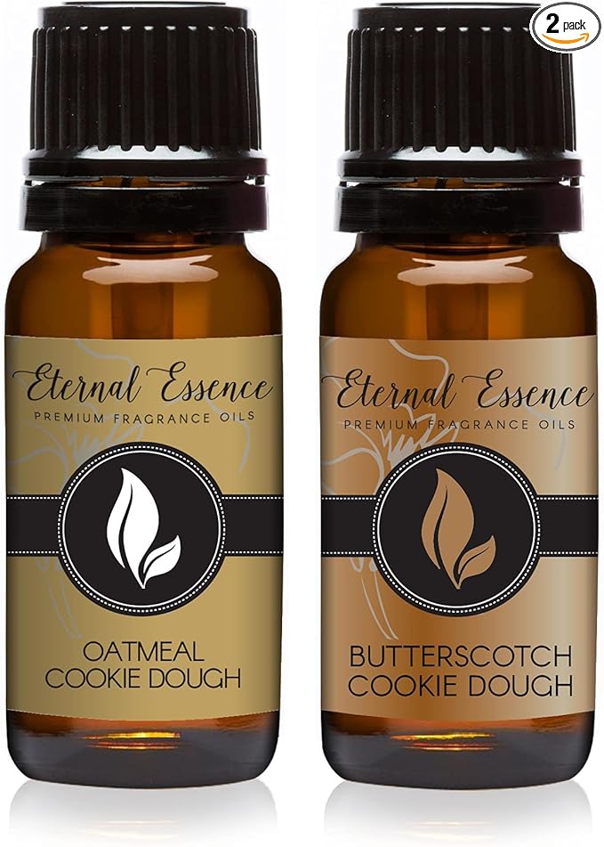 Eternal Essence Oils 2 Pack 10ml Premium Fragrance Oil - Oatmeal Cookie Dough & Butterscotch Cookie Dough - for Candle, Soap Making, Aromatherapy, Diffusers, Home Care, & Humidifiers