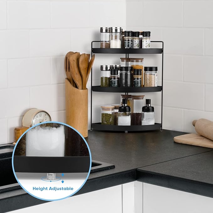 Corner Shelf 3 Tier Bathroom Countertop Organizer ，Kitchen Bathroom Countertop Perfume Trays for Dresser Cosmetic Makeup Organization Standing Shelves Space Saving Holder