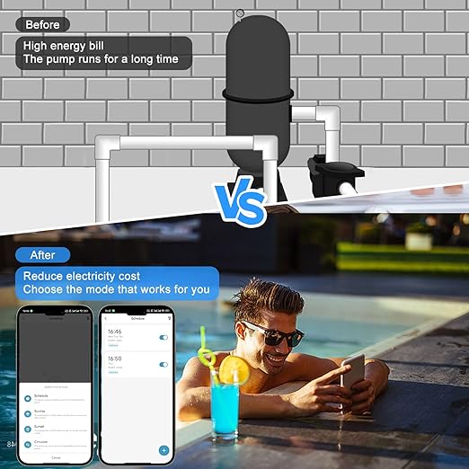Outdoor Smart WiFi Outlet Box, Zuomeng Heavy Duty 50A Resistive 240VAC 40A 10HP Wireless Pool Pump Heater Control, Remote & Voice Control, Compatible with Smart Life Alexa Google Home