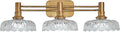 3-Light Bathroom Vanity Light Fixtures Vintage Brass Wall Light Fixtures Vanity Lights Over Mirror for Bedroom Living Room Bathroom