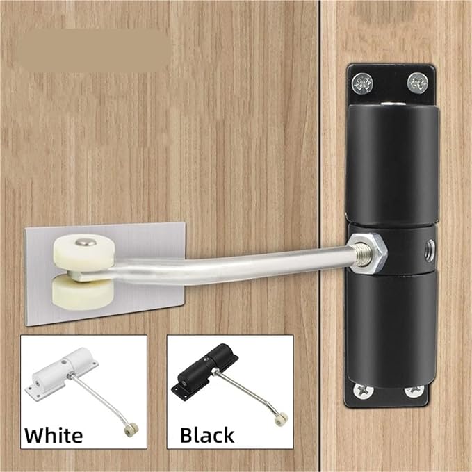 Automatic Adjustable Closer Surface Mounted Automatic Heavy Duty Safety Spring Closer for Interior Exterior Black Door Closer 1Pcs(Black)