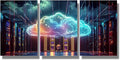 LSIUHWUWI Wall Art for Living Room Multi Panels Modern Wall Decor Cyber Security, Cloud Managed, Circuit Board Posters and Prints for Living Room Wall Decoration,Framed Ready to Hang, 12x16inchx3