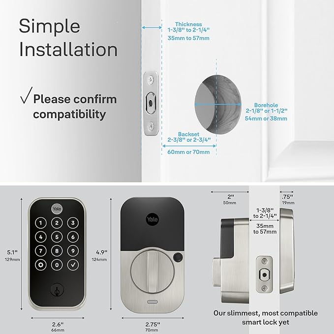 Yale Assure Lock 2 Touch Deadbolt, Black Suede Entry Door Lock with Touch Digital Keypad Keypad and Fingerprint Scanner and Back-Up Key, (No Wi-Fi), YRD410-F-BLE-BSP