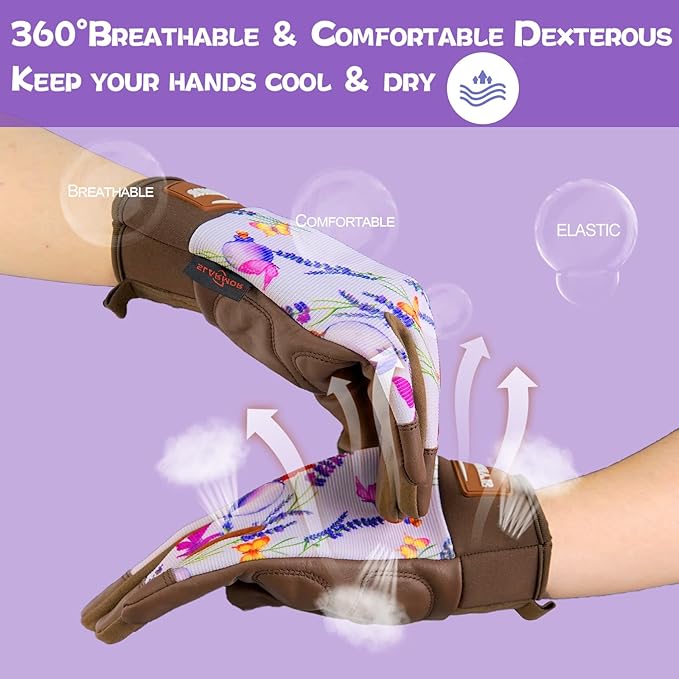 Leather-Gardening-Gloves for Women,Thorn-Proof Work-Gloves for Weeding,Digging,Planting,Pruning Yard garden Gloves