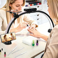 KIRKAS 24in Half Moon Light for Nail Desk with Phone Holder, Half Moon Lamp Adjustable Color Brightness, Arch Nail Tech Light with Display Screen for Manicure, Craft, Esthetician (Diamond,Black Small)